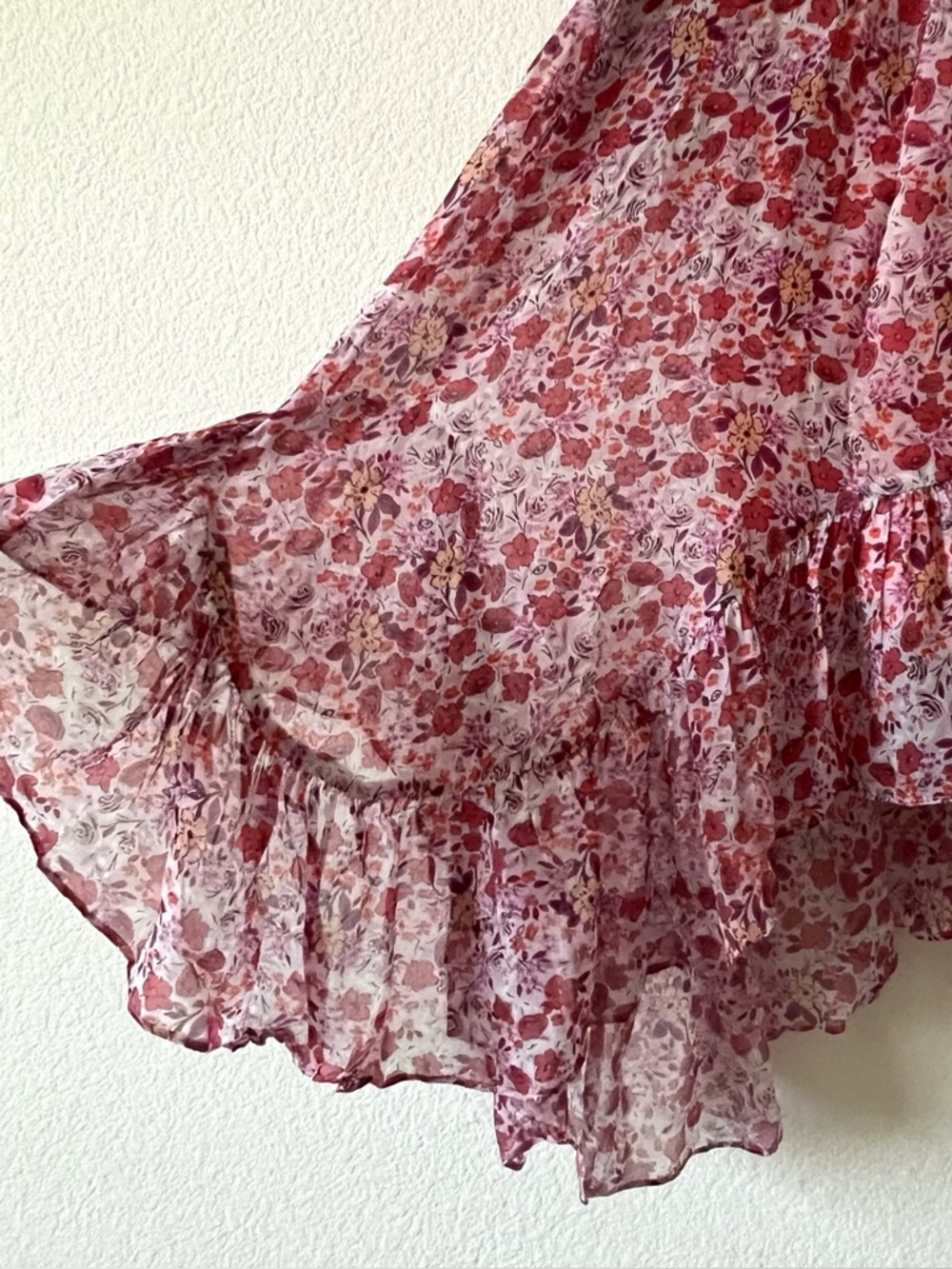 NWT Hale Bob Edna Floral Ruffled Handkerchief Dress Smocked Waist Small - Picture 8 of 15